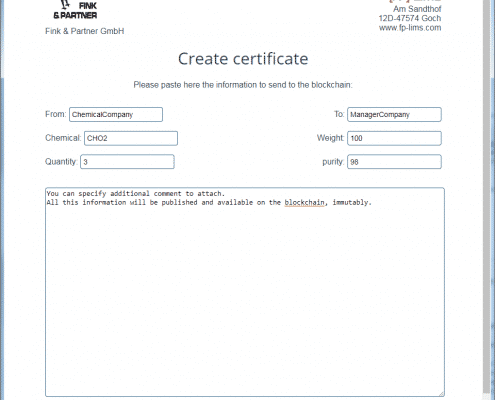 1 So erstellen Sie über die Weboberfläche ohne FP-LIMS ein sicheres Zertifikat - Felder sind hier frei definierbar - Sicheres Zertifikat